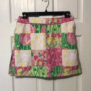 Lilly Pulitzer patchwork pink green skirt skort athletic vintage